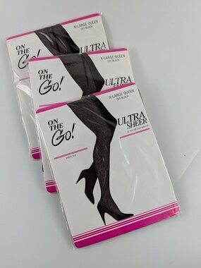 VTG On the Go Off Black Nylon/Spandex Pantyhose X-Large Queen